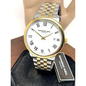 Raymond Weil Mens Watch 5485 Toccata Swiss Quartz White Dial Two Tone Steel 39mm